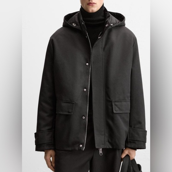 Zara Other - Zara Hooded Parker Coat NWT Size L in Black